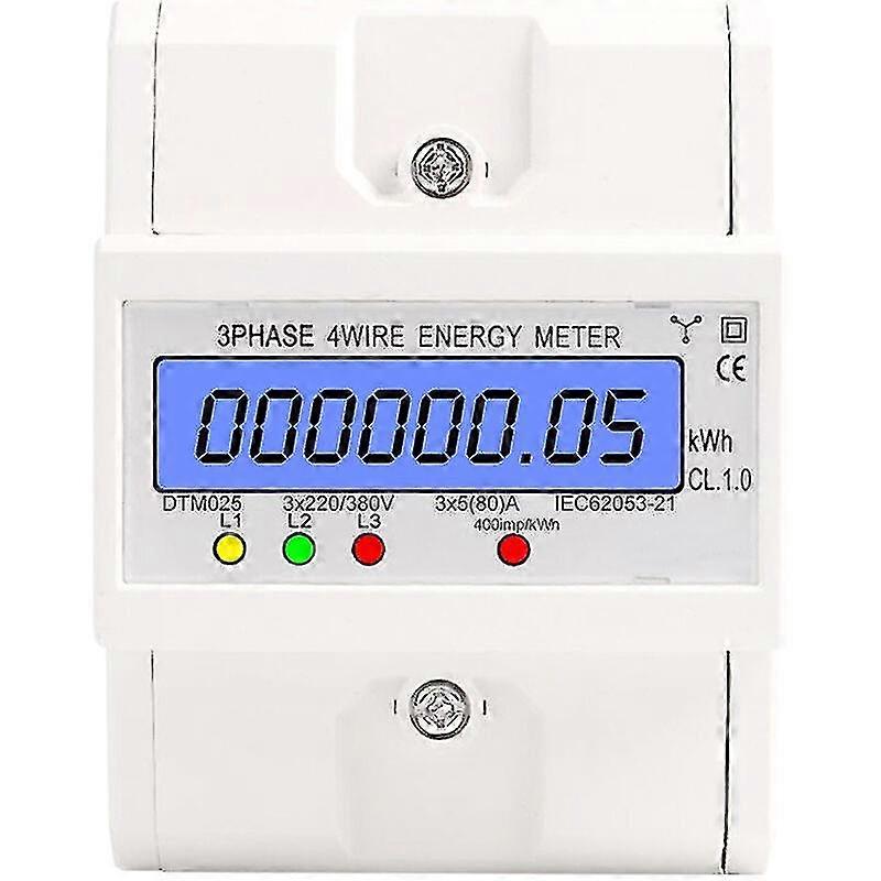 Three-phase 4-wire Energy Meter 220/380v 5-80a Energy Consumption Kwh Meter Din Rail Installation Digital Electric Energy Meter With Backlit Lcd Displ