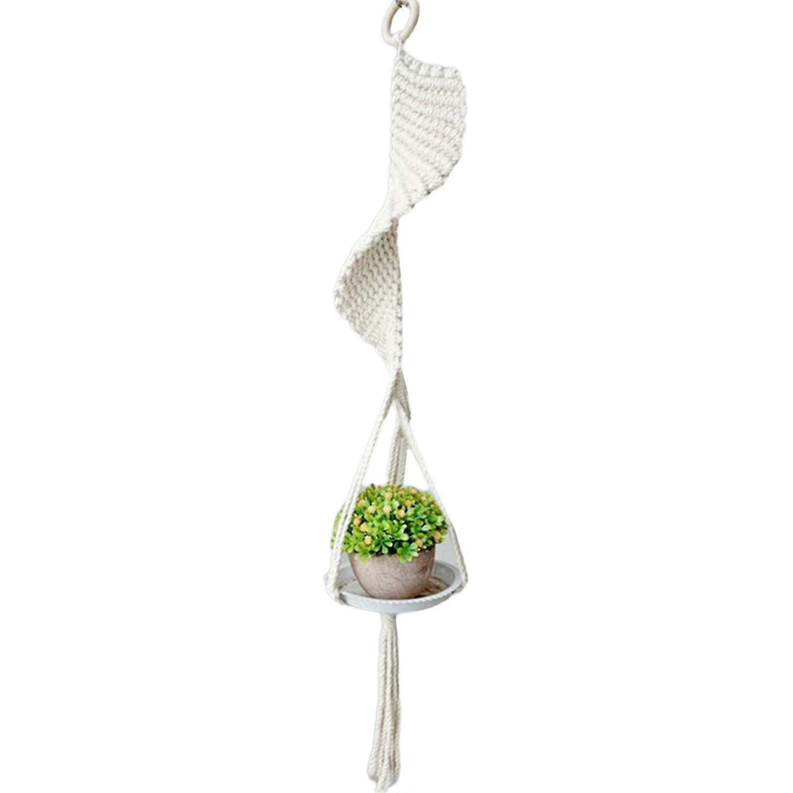 Bohe Style Handwoven Tapestry Flower Basket Hand Woven Hollow Tassel Mesh Basket( Size : Type B )