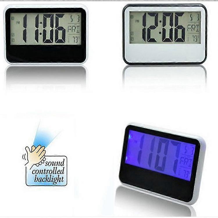 Large Silent Lcd Wall Clock With Temperature And Humidity Display, Clock With Day And Date, Digital Home Office Wall Clock (black) .1pcs