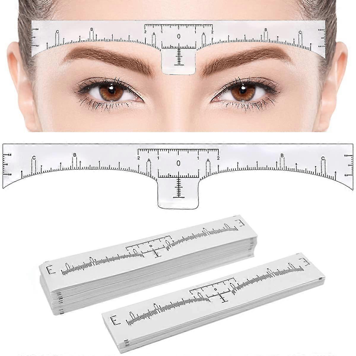 100 Pack Eyebrow Ruler, Disposable Brow Ruler Microblading Adhesive Eyebrow Sticker Stencil Guide Measuring Tool