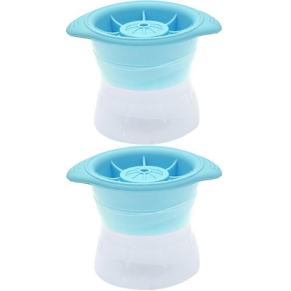 Sphere Ice Molds, Ice Ball Round Stackable Slow Melting Round Ice Cube Maker For Whiskey And Bourbon(2 Pcs, Blue)