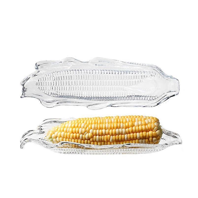 Corn Trays Sets Plastic Corn Dishes Service Tray Transparent Cob Dinnerware Corn Cob Holders for Butter Corn