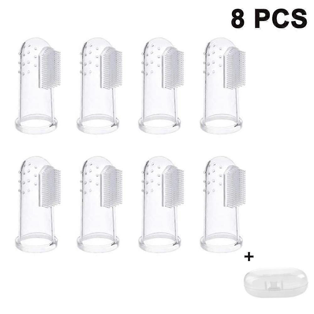 Pet Transparent Milky White Finger Toothbrush For Dogs & Cats Professional Dog Toothbrush & Cat Toothbrush Combo Set Of 8, Dental Hygiene For Pets