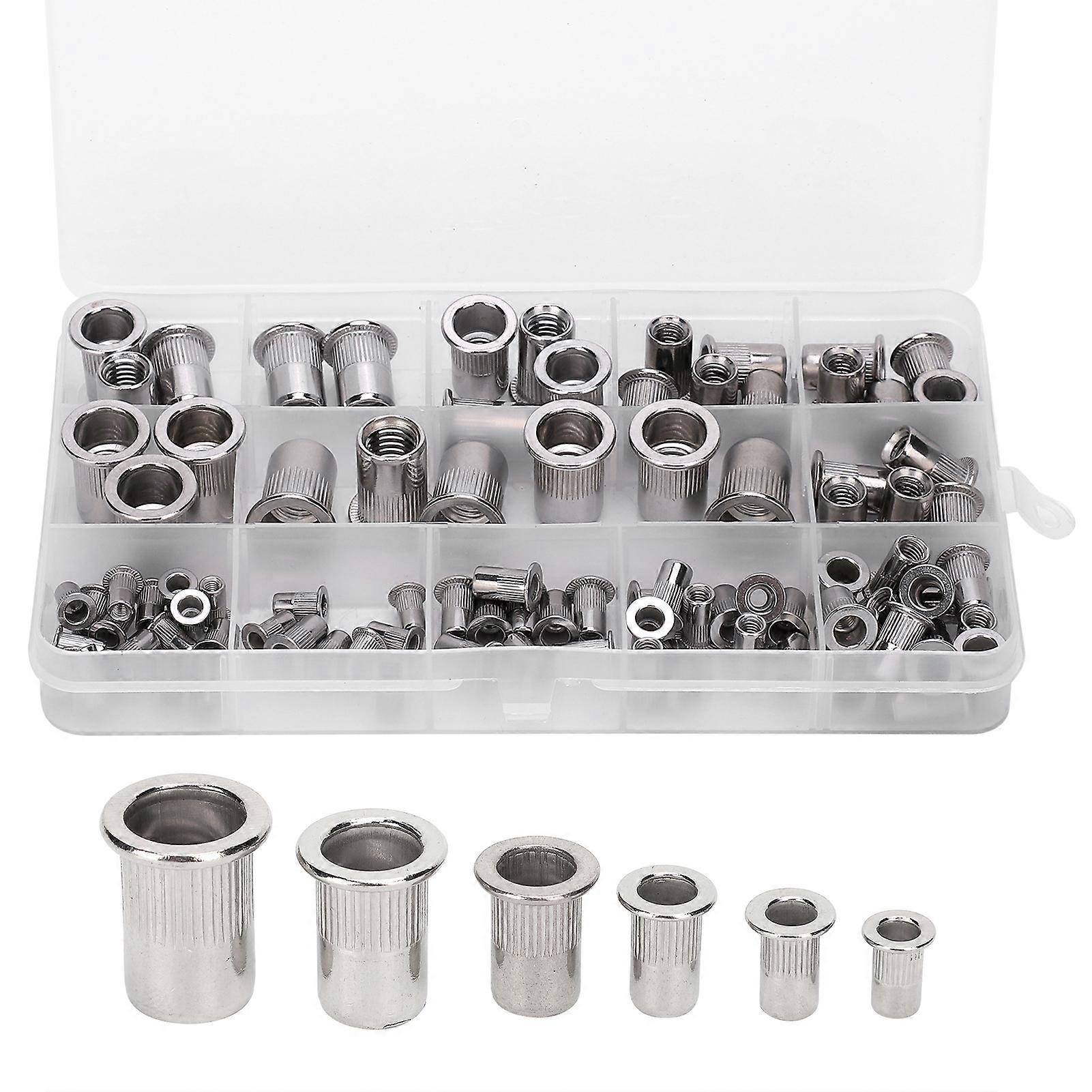 93Pcs Stainless Steel Rivet Nut Boxed M3/4/5/6/8/10 Combination Vertical Thread Fastener