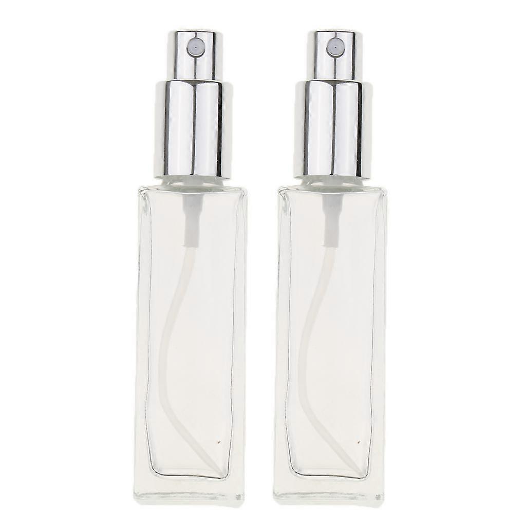 2Pcs 30ml Glass Perfume Empty Bottle Atomizer Pump Sprayer Refillable Travel Silver