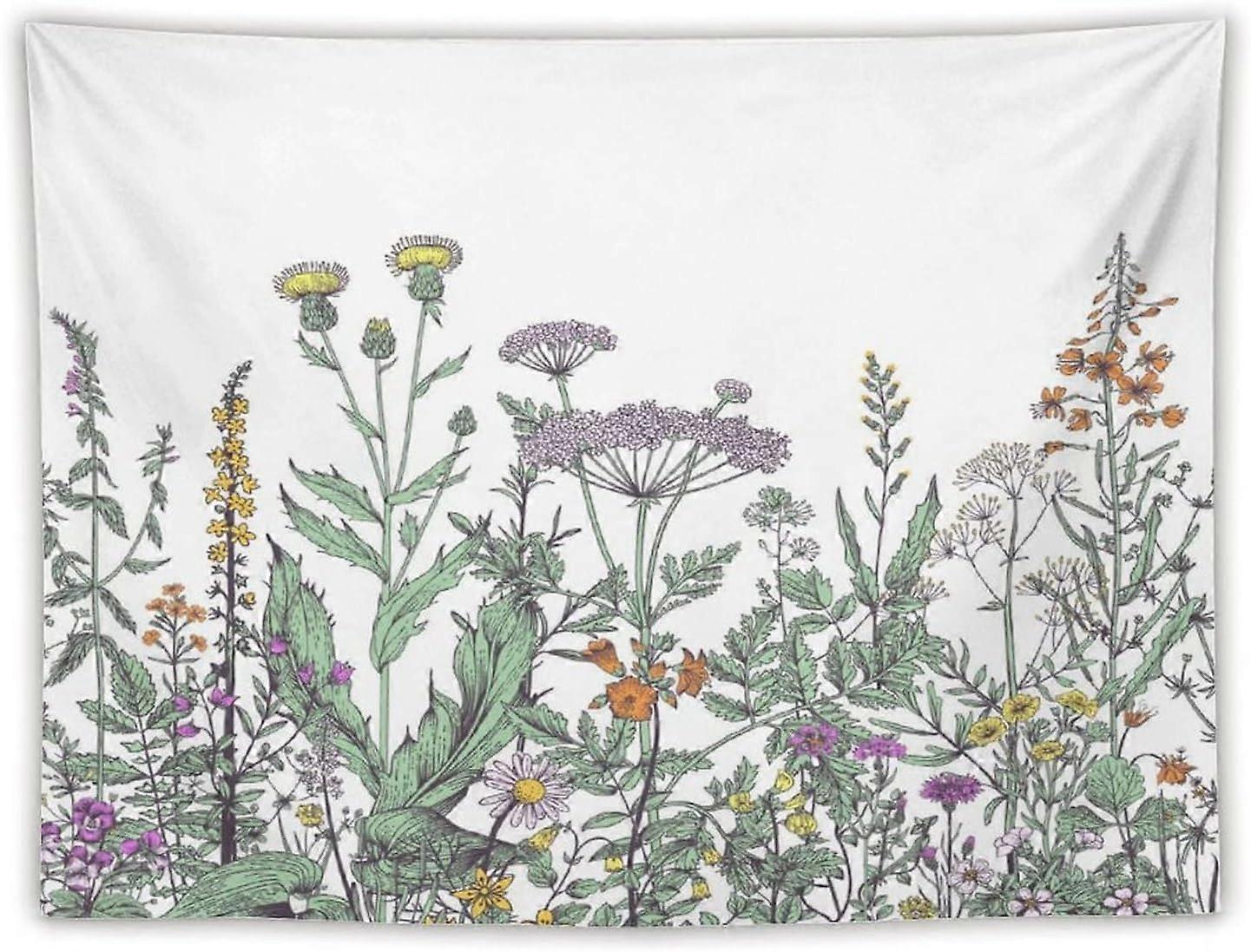 نسيج نباتات الأزهار ، نباتات الأعشاب القديمة الطبيعة الزهور البرية نسيج الجدار معلقة للنوم غرفة المعيشة غرفة نوم ديكور 60 "x80"