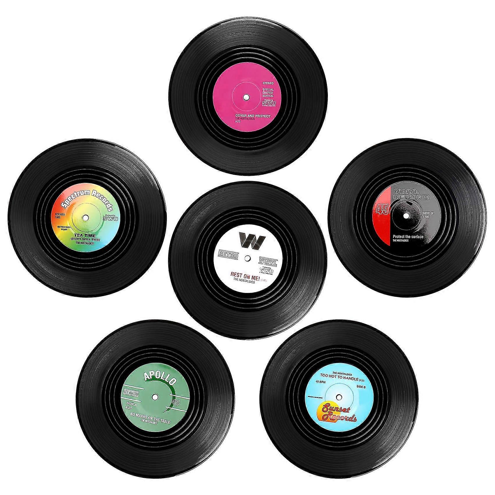 Drink Coasters,Retro CD Record Coaster Set kerek csésze szőnyeg csúszásmentes bárszőnyeggel Kiegészítők Hom