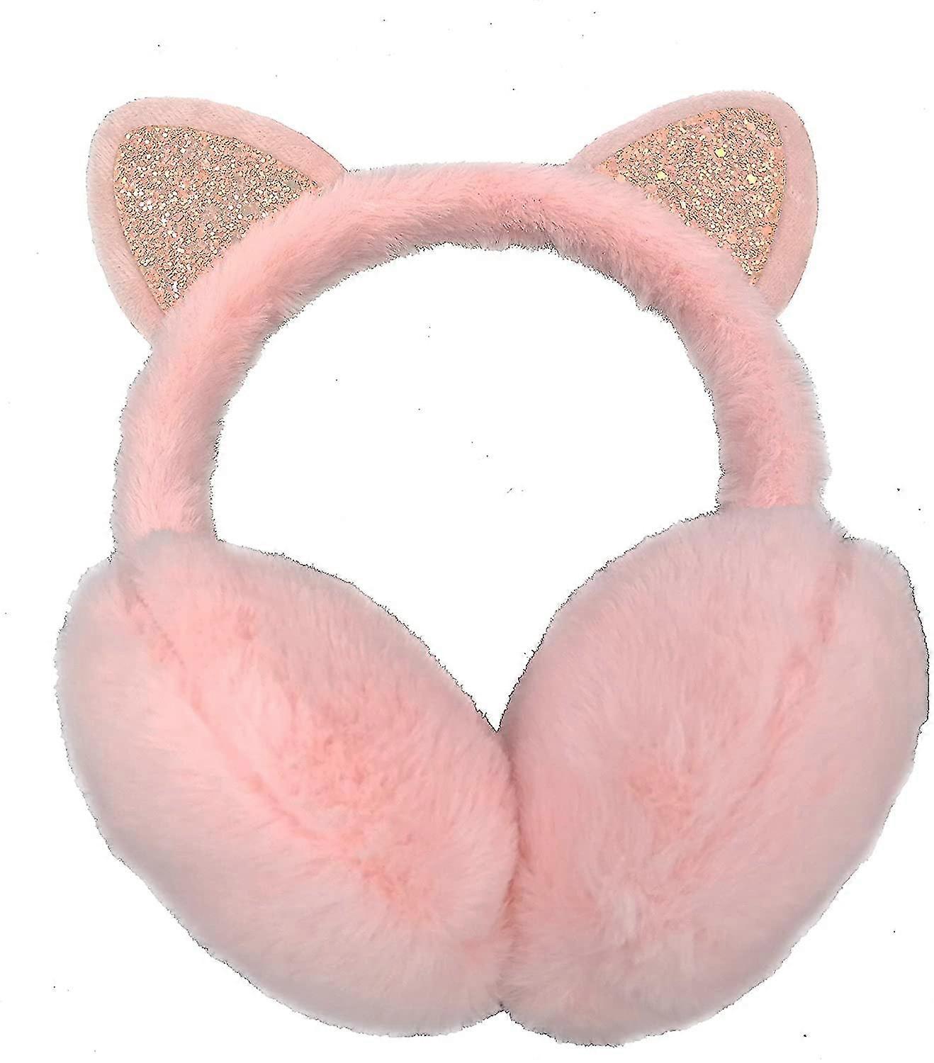Filles Cache-oreilles Paillettes Mignon Chat OreilleS Muffs En Peluche Colorée Design ChaleurEux
