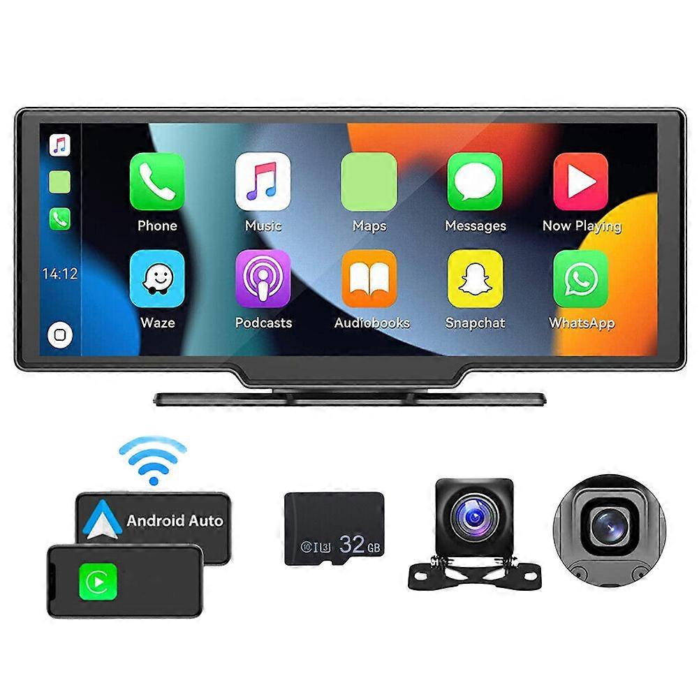 9.3 Inch Dash Cam Rearview Camera Wireless Carplay & Android Auto Car DVR WiFi GPS Navigation Rearview Camera Dashboard Dual Len