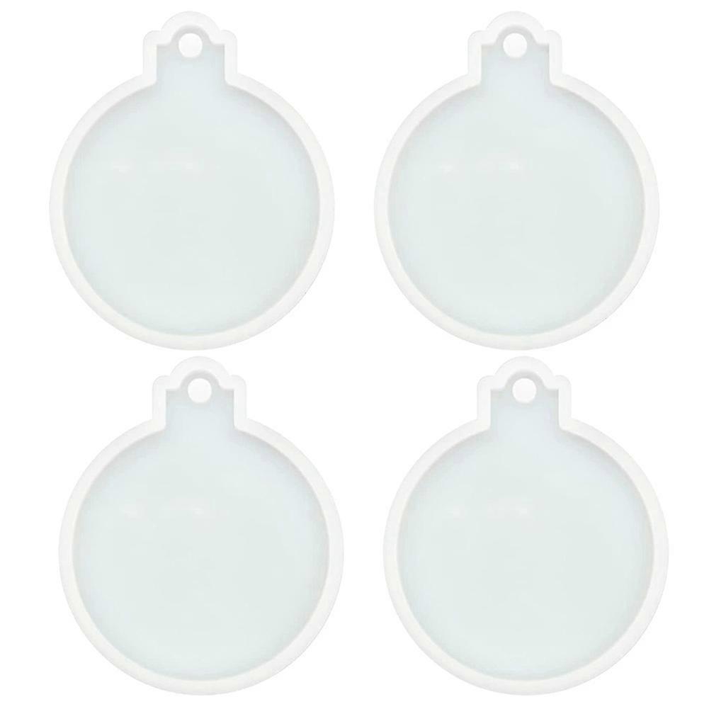4 Pcs Christmas Ornament Resin Molds Round Shape Silicone Casting Molds DIY Craft Supplies for Keyc