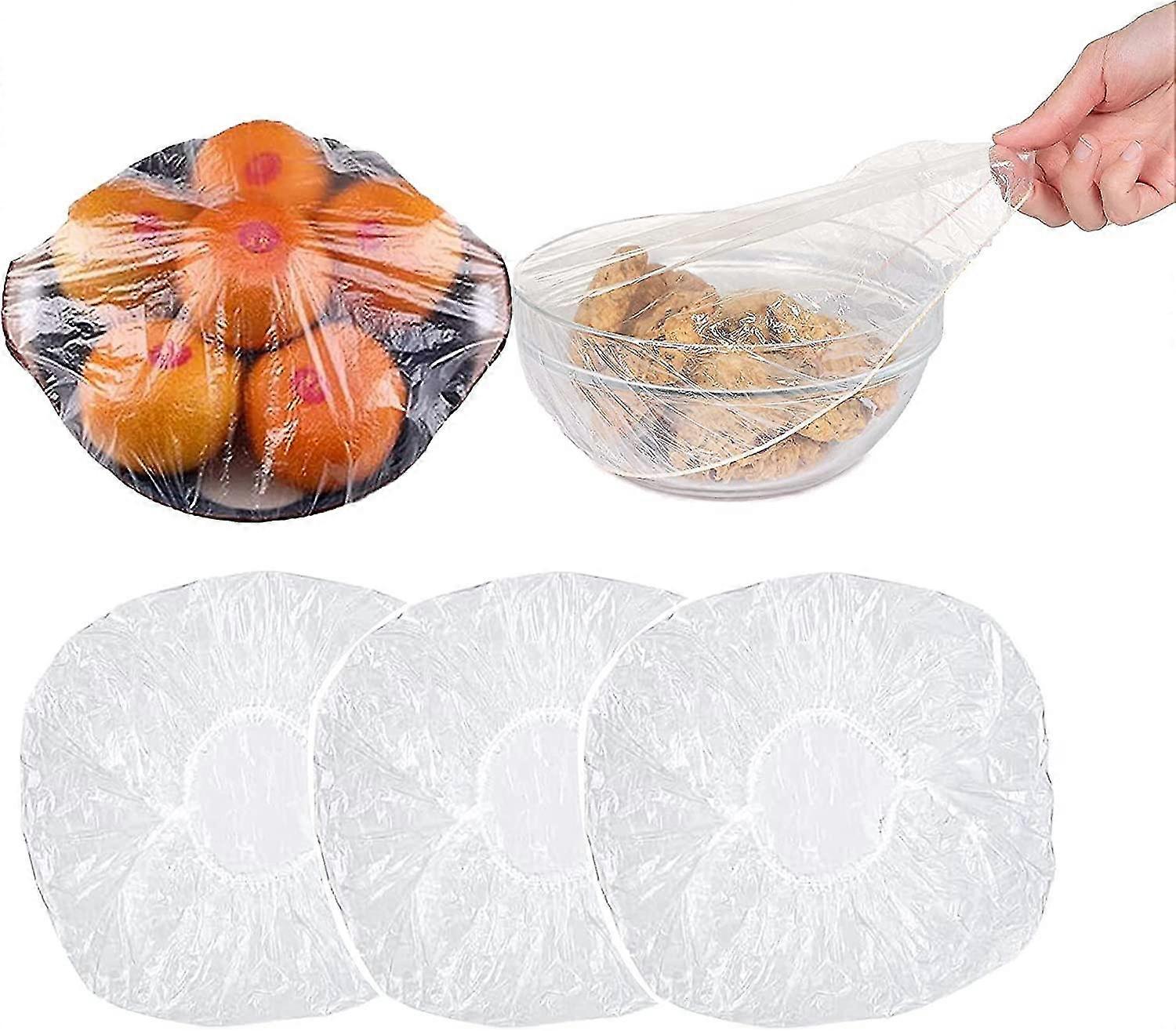 100pcs φρέσκα καλύμματα μπολ διατήρησης, πλαστικά καλύμματα τροφίμων με ελαστική για το εξωτερικό, τα καλύμματα πλάκας πιάτων τεντώνονται
