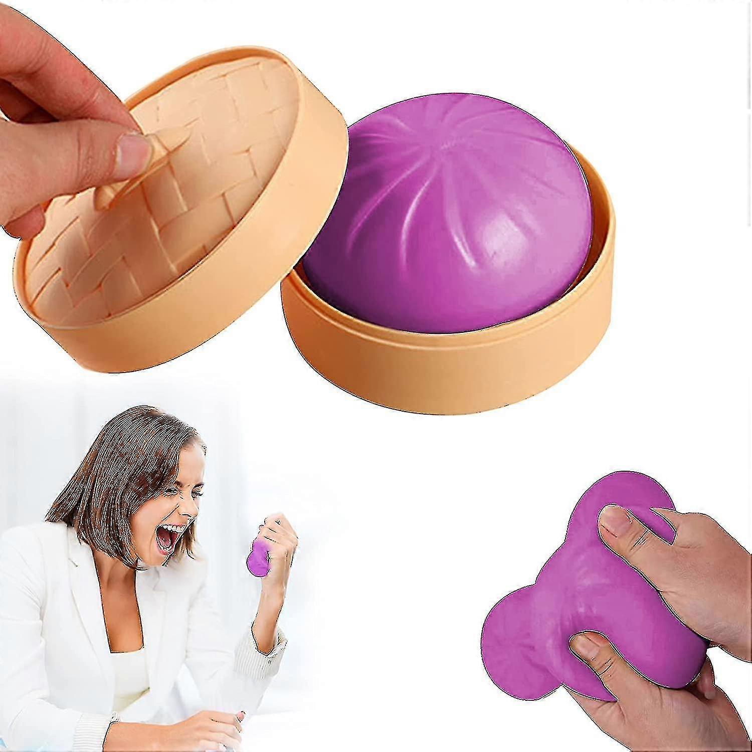 Dumpling Squishy Steamed Stuffed Bun Simulation Decompression Toy Stress Relief Toys(Purple)1pcs