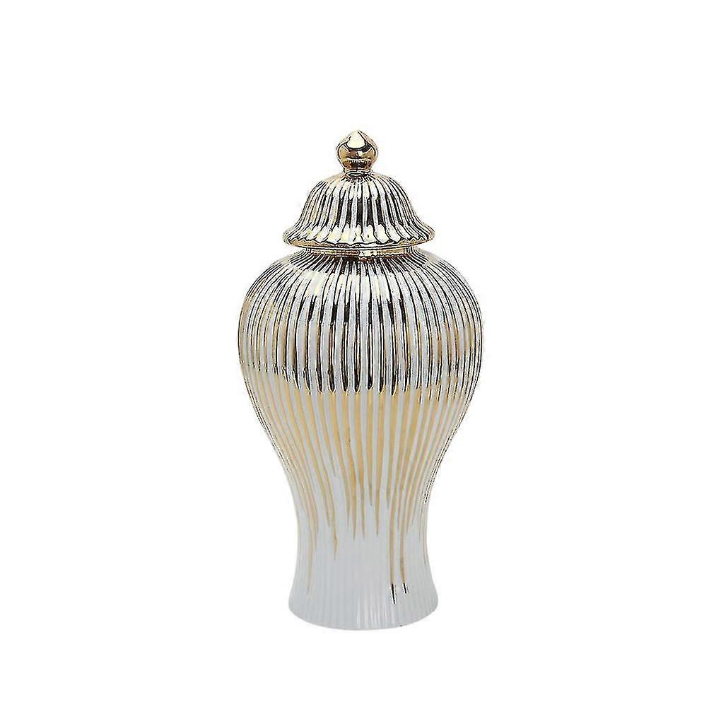 Ceramic Electroplating Jar Table Gold Edge Dining Hall Countertop Vase