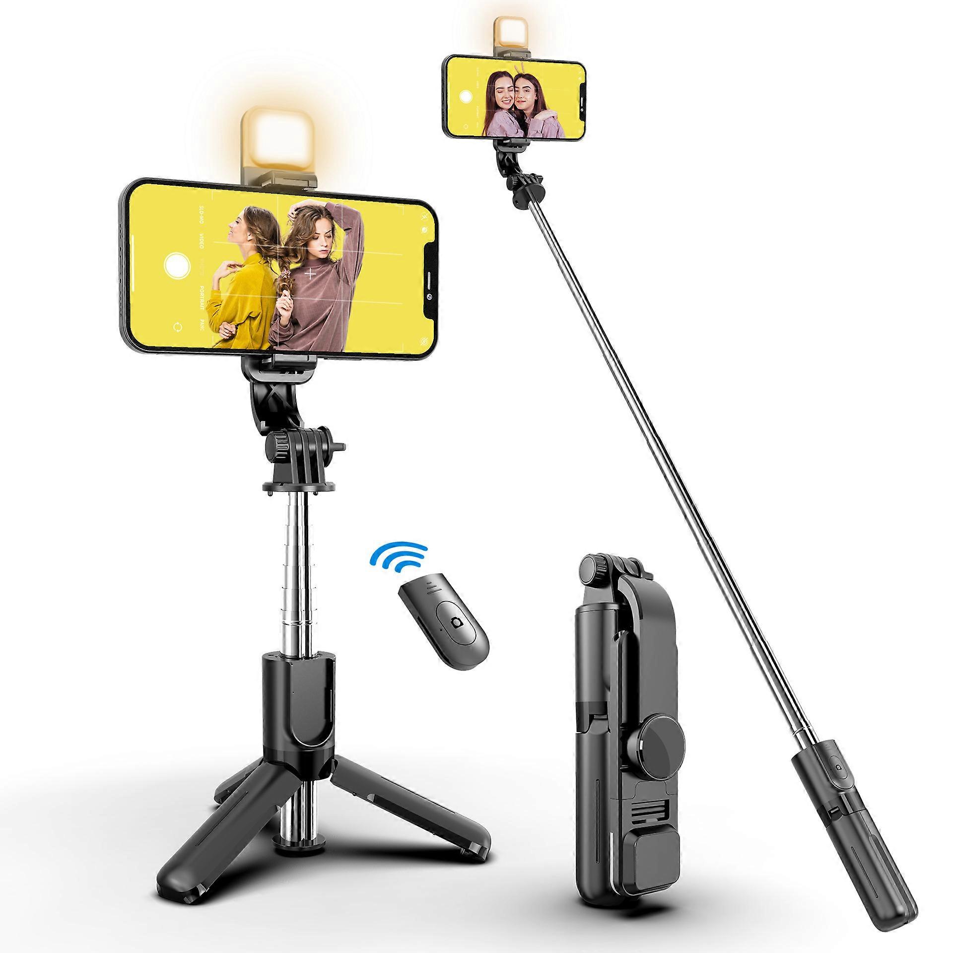 Bluetooth Selfie Stick, Selfie Stick Tripod Bluetooth Selfie Stick Extendable Aluminum Monopod with Detachable Remote Control & Stable Holder & 360 Ro