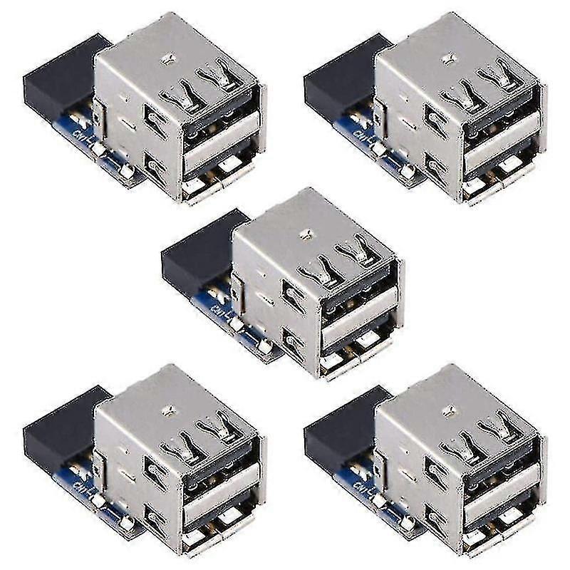 5pcs Desktop Board, 9pin/10pin Dual Usb2.0 A Port Front Panel Adapter