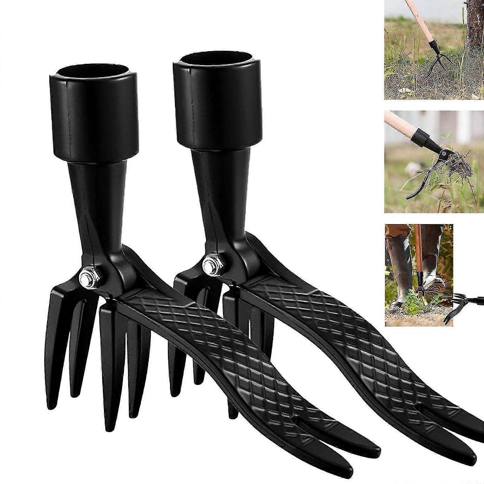 Upright weeding tool manual weeder with pedal weeding head replacement 4-claw weeder rooting suitable for outdoor garden lawns without bending down -G