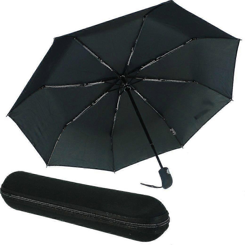 Automatic Wind-resistant Umbrella With Zip Case - Black - For Women And Men