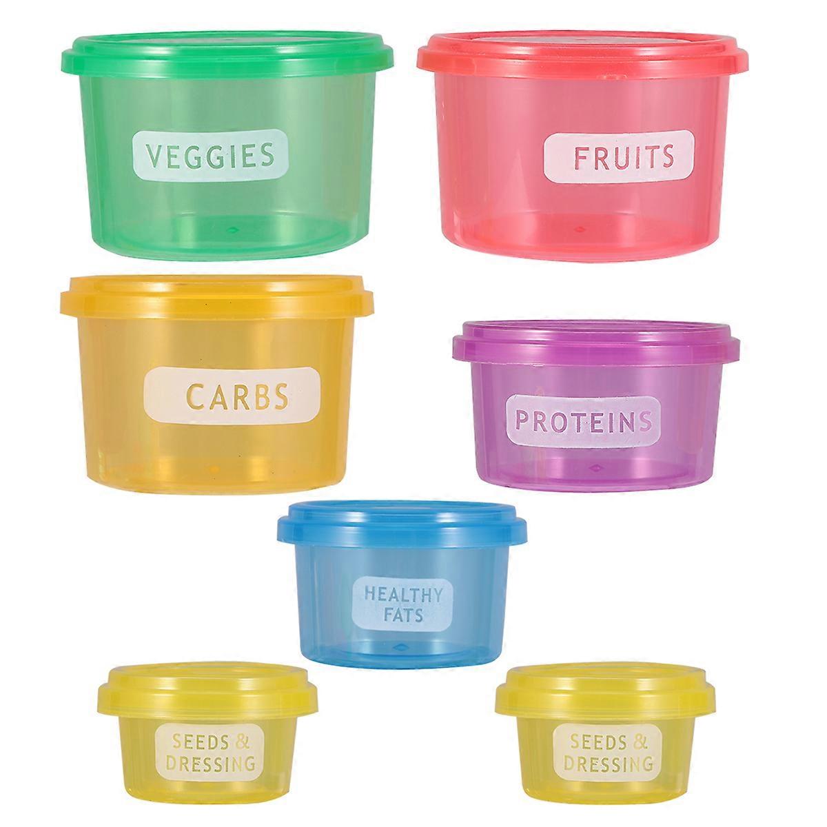1 Set 7 stuks Dieet Portie Controle Containers Vershouddoos Multifunctionele Voedselopbergkoffer (minder dan 300 ml)
