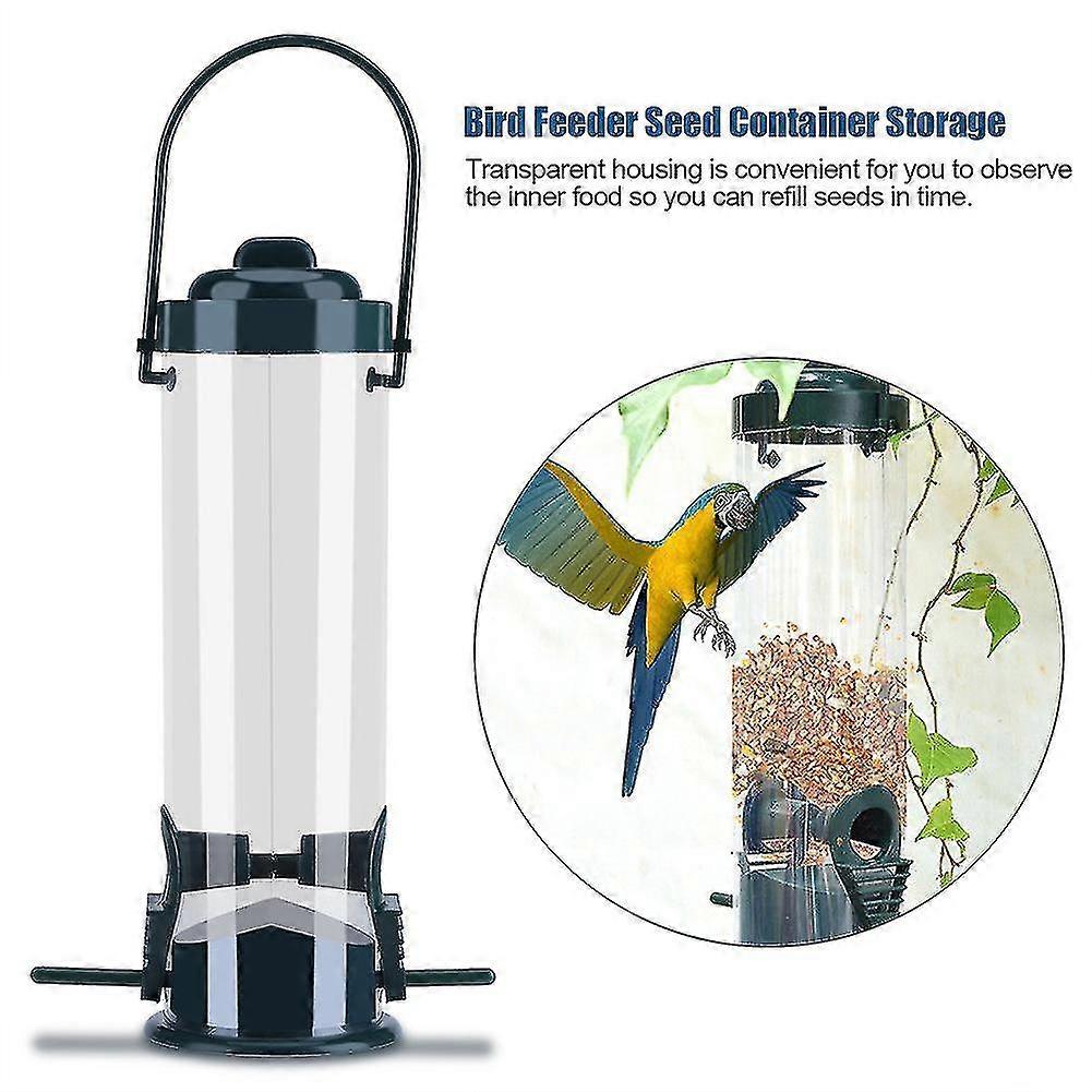 Outdoor Hanging Wild Bird Feeder - Transparent Plastic Seed Container Storage