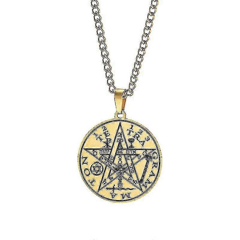 خمر Tetragrammaton قلادة قلادة Wahyeh السحرية المباركة الخماسي من سليمان تميمة الفولاذ المقاوم للصدأ قلادة وما يليها