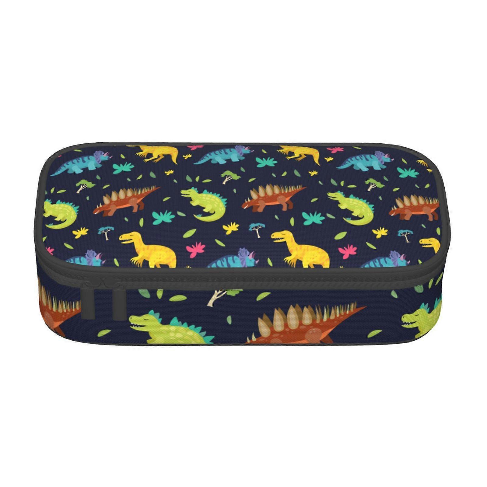 لطيف الكرتون ديناصور مقلمة الحقيبة سعة كبيرة قلم رصاص حقيبة ماكياج اللوازم المكتبية القرطاسية قلم رصاص مربع مع سحاب 4