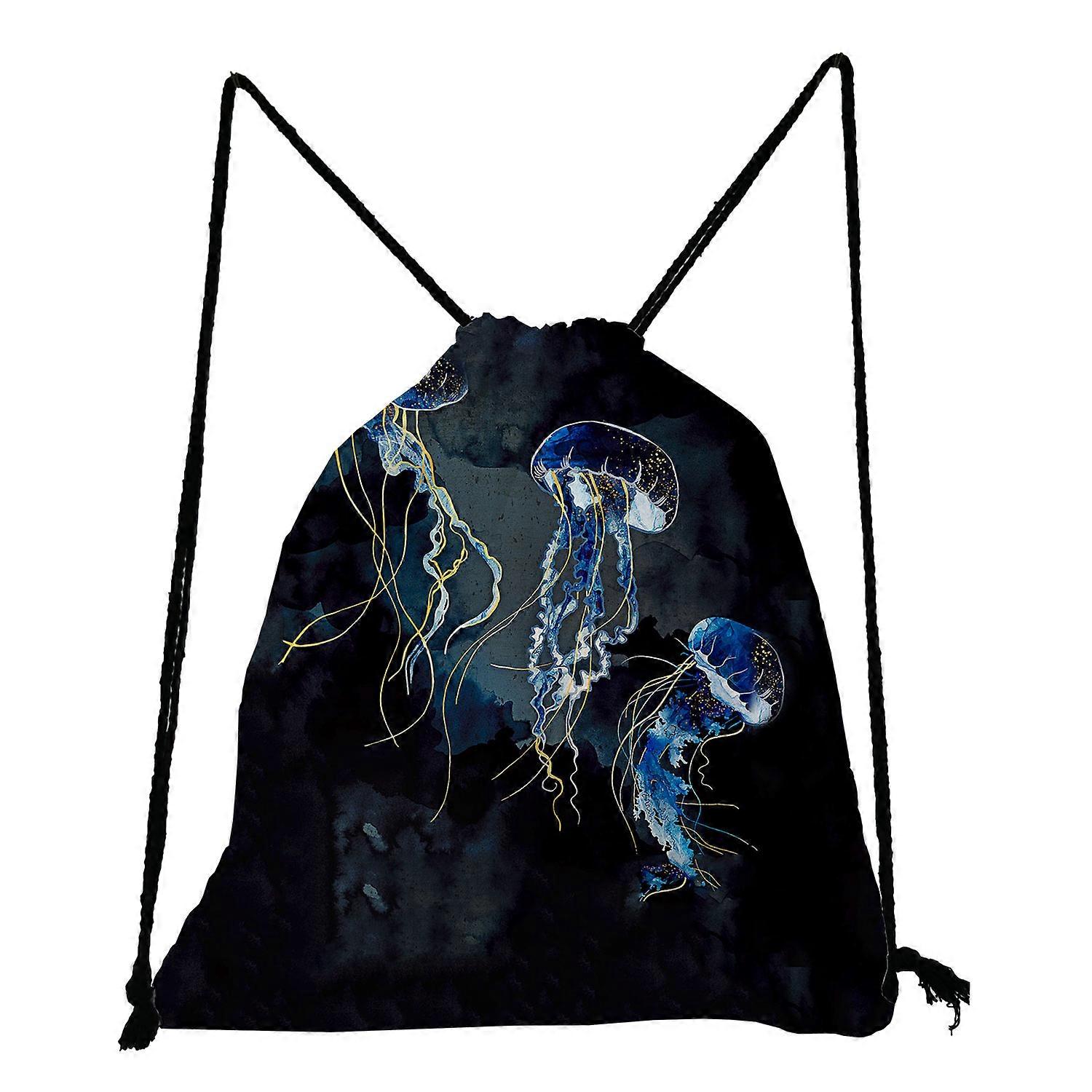Japanese Ukiyoe String Storage Bag Children Birthday Party Favors School Backpack Drawstring Bag Crane Graphic Soft Back Bags