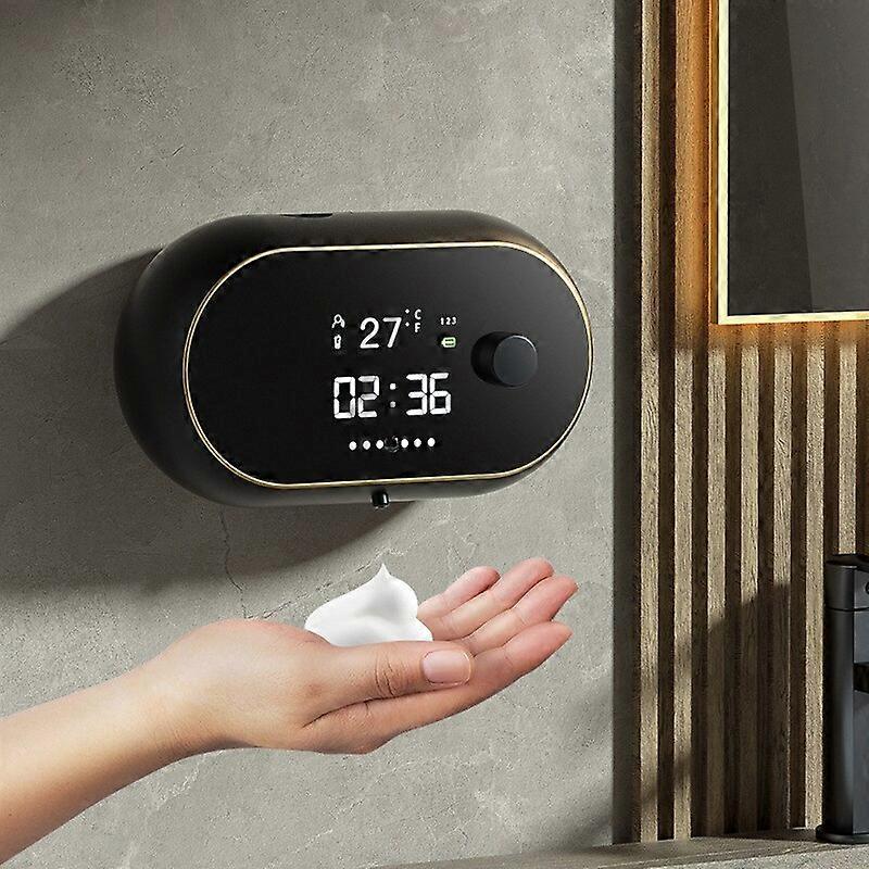 Portable Automatic Induction Hand Wash Sanitizer Time Temperature Display USB Charge Wall Mount Automatic Foam Soap Dispenser
