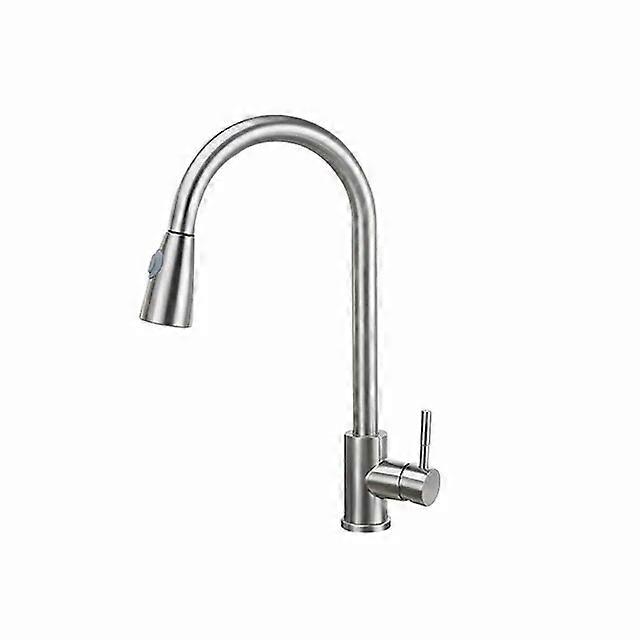 Brushed Kitchen Faucet Single Hole Pull Out Spout Kitchen Sink Mixer Tap Stream Sprayer Head Black 360 Rotation Shower Faucet
