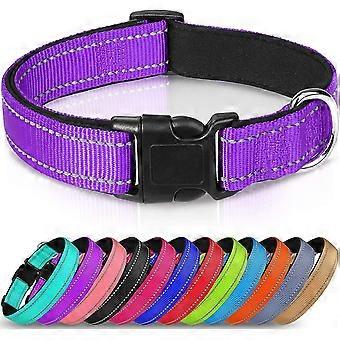 Nylon Pet Dog Reflective Dog Collar With Soft Neoprene Padded Breathable Nylon Pet Collar Adjustable
