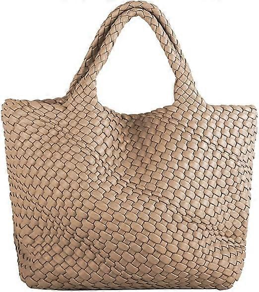 Woven Bag for Women, Large Tote HandBag Leather Beach Bag with Purse