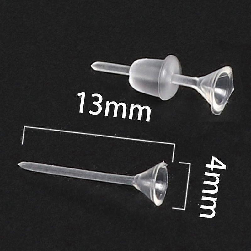 100 Kits Clear Plastic Earrings Includes Clear Ear Pins & Ear Safety Backs