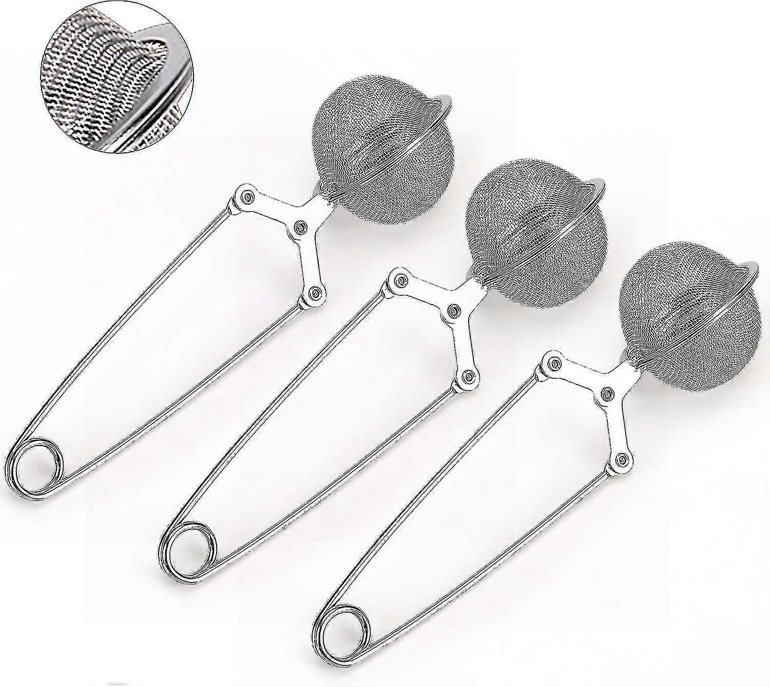 3er Pack Edelstahl Teesieb mit Griff Mesh Teekugeln Filter Infusers