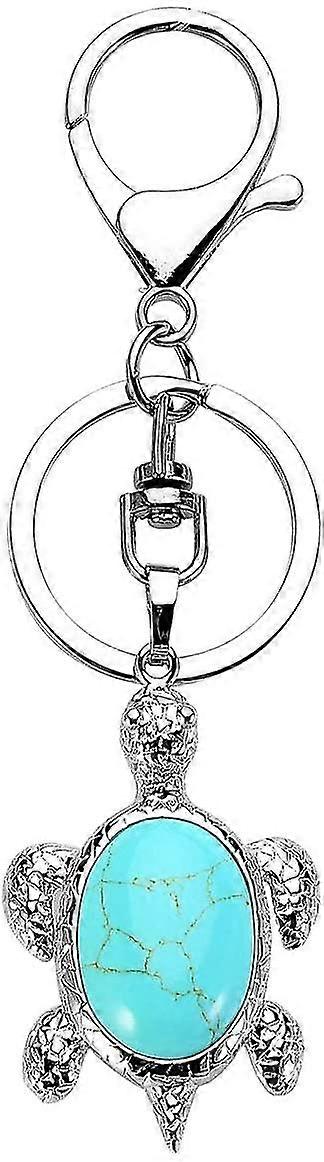 Cute Turtle And Tiger Eye Crystal Key Ring