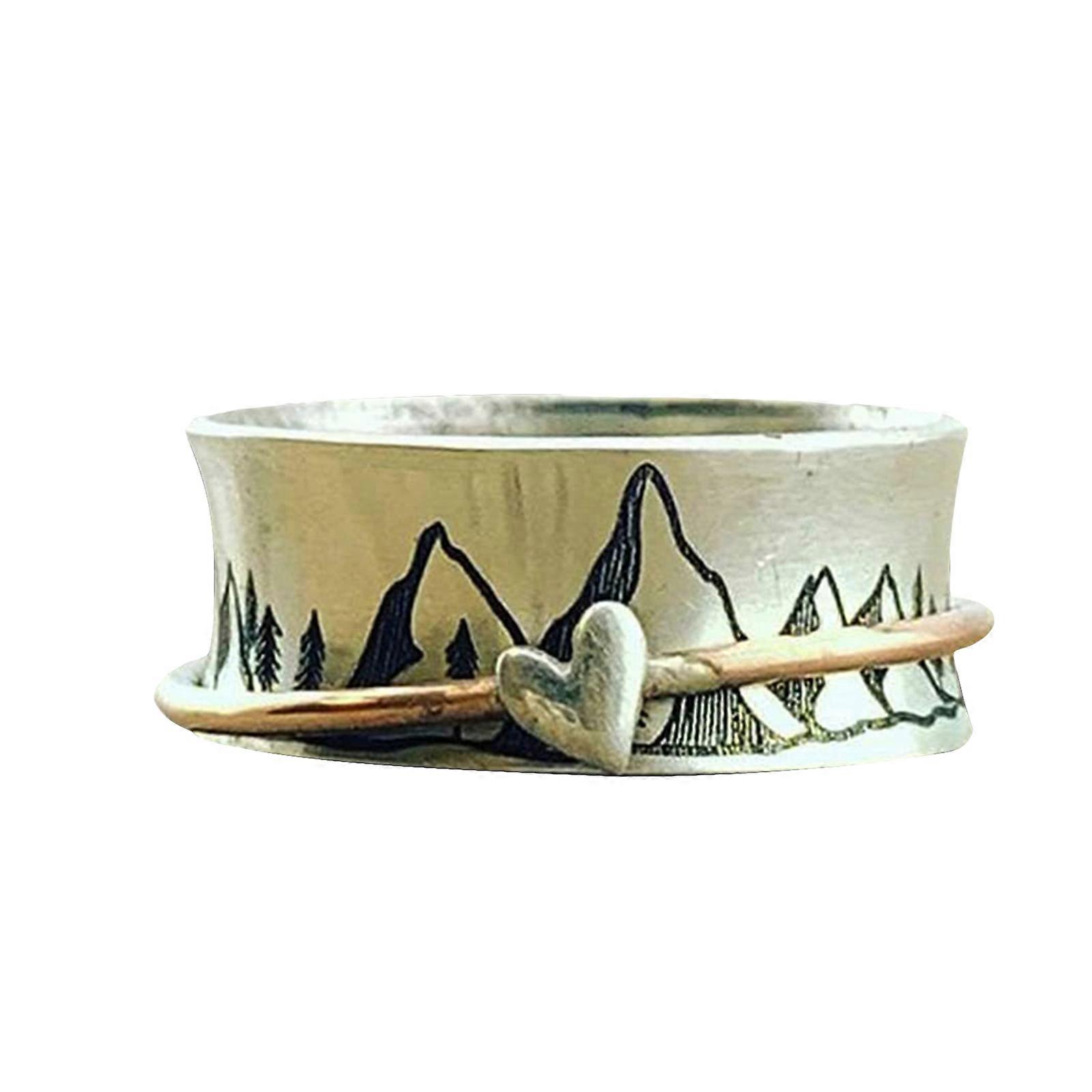 Anillo Vintage Spinner Mountain Pattern - Creative Alloy Keep Climbing Jewelry para mujer