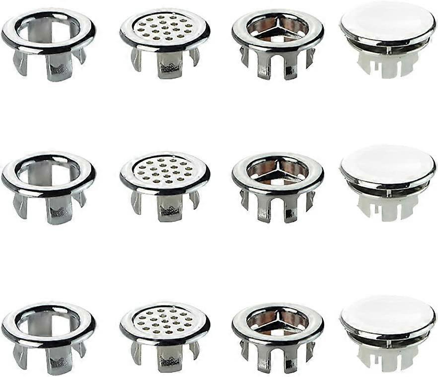 12-pakning vaskeoverløpsring, servantoverløpsringer, rundhullsvask, rundhullsinnsatser reservedeler, til baderomsvask