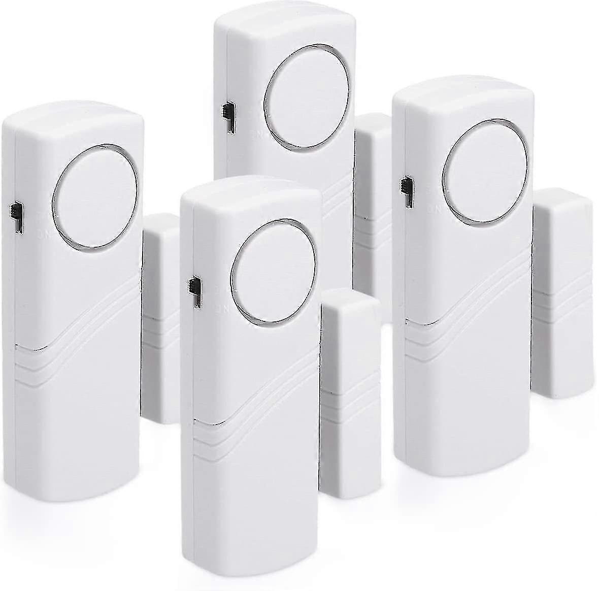 Door And Window Alarm - Lot 4x Wireless Intrusion Alarm - Home Security Against Burglary - Magnetic Operation - 100 Db