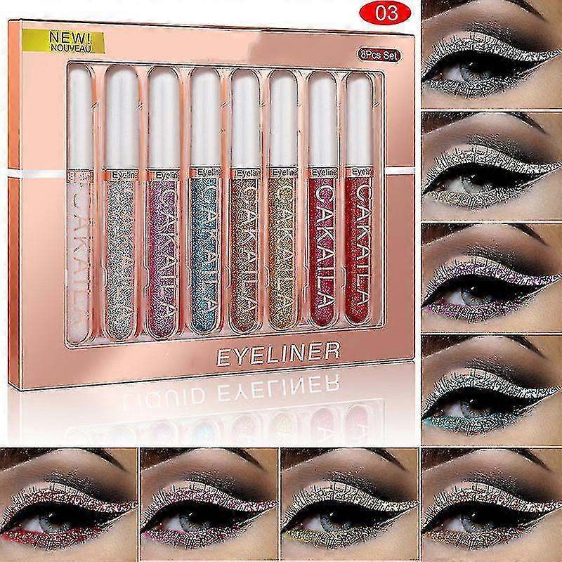 Ensemble d’eye-liner liquide mat, 8 couleurs Eyeliner liquide mat smudgeproof imperméable à l’eau ensemble de crayons eye-liner longue durée