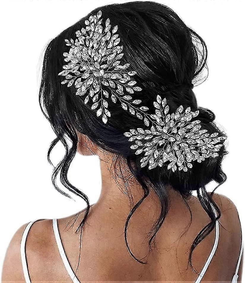 Wedding Hair Piece,Bridal Wedding Hair Comb Wedding Headpiece For Bride Rhinestone Wedding Headband Crystal Hair Accessories For Women And Girls Silve