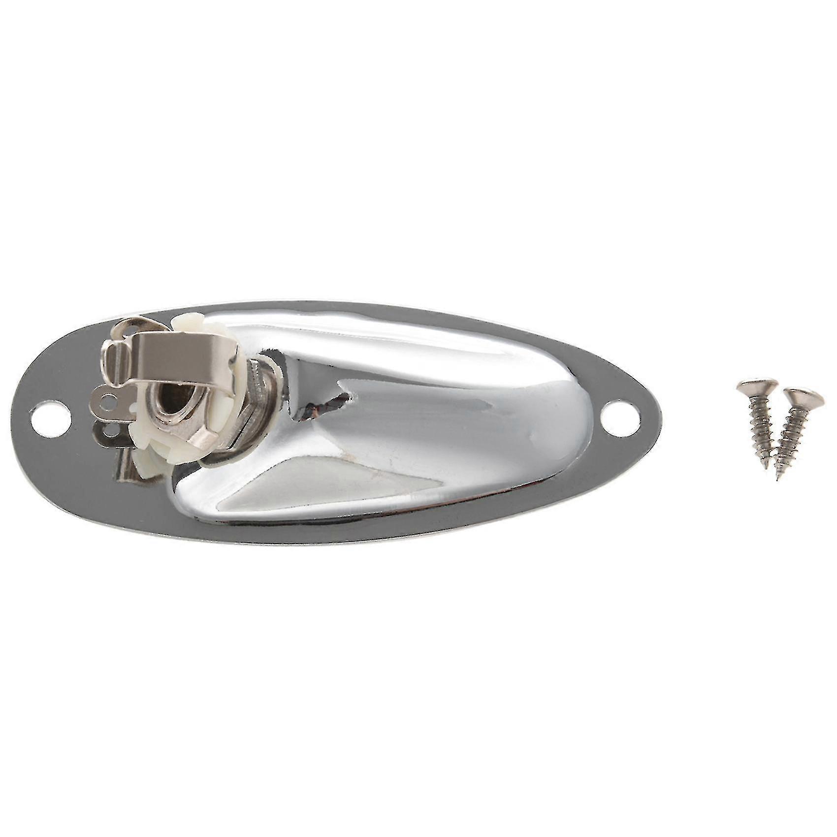 2pcs Boat Guitar Jack 1/4 Inch Jack Plate Socket 6.35mm Chrome Silver