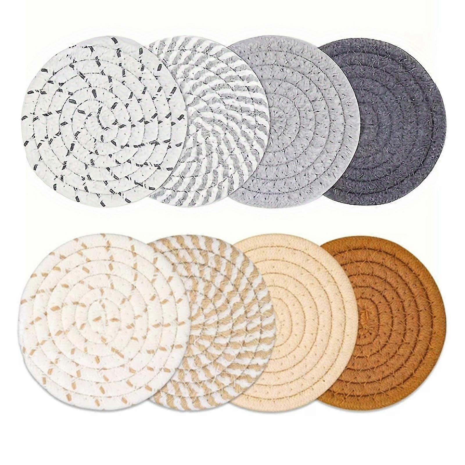 Tyuhe Scandinavian INS Cotton Rope Woven Coasters Heat-Resistant Absorbent Unique Thickened Cotton Coaster Rack