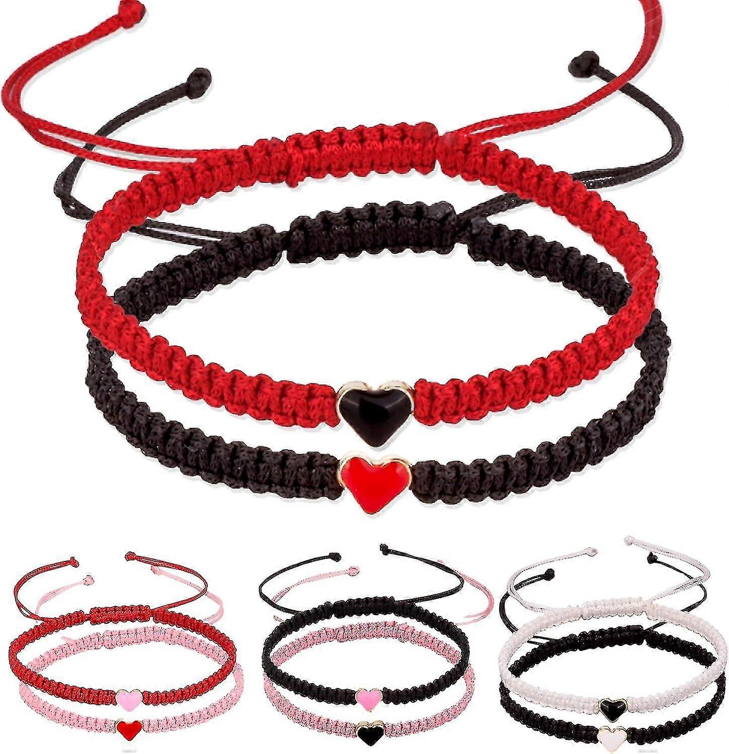 2pcs/set Colorful Heart Beaded Matching Bracelets For Couples And Friendships