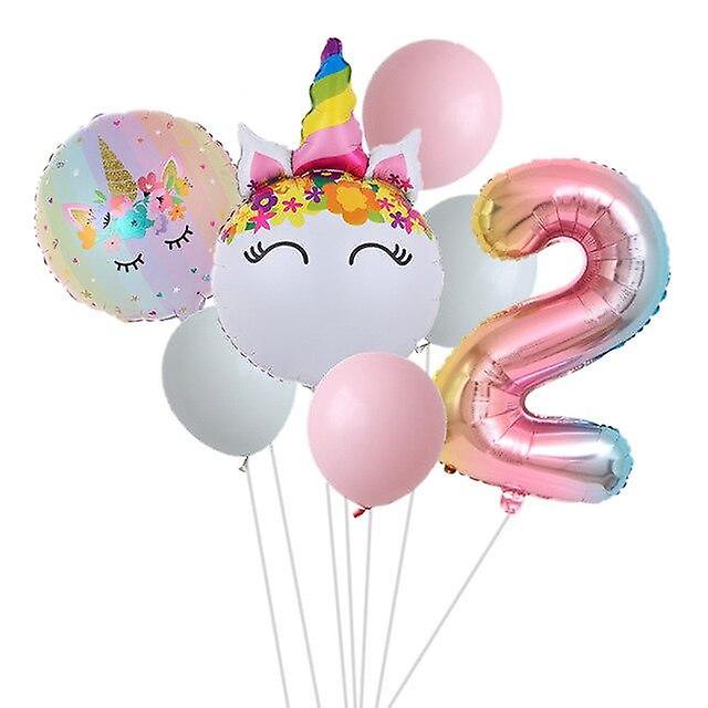 Rainbow Unicorn Balloon Number Foil Globos Years Old