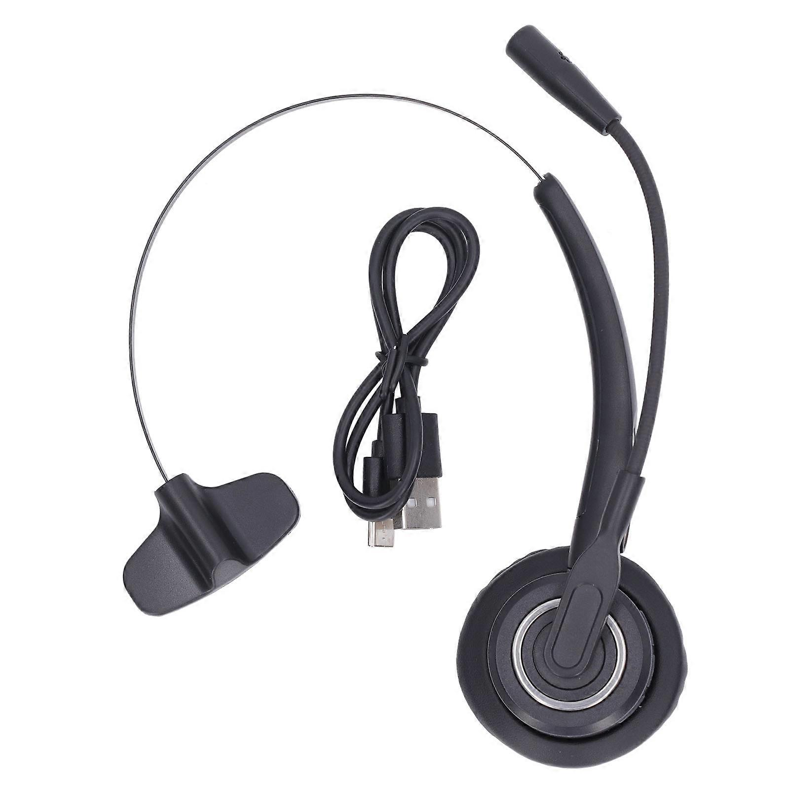 USB Headset Single Ear Bluetooth Noise Canceling Adjustable Customer Service Headphone with Microphone