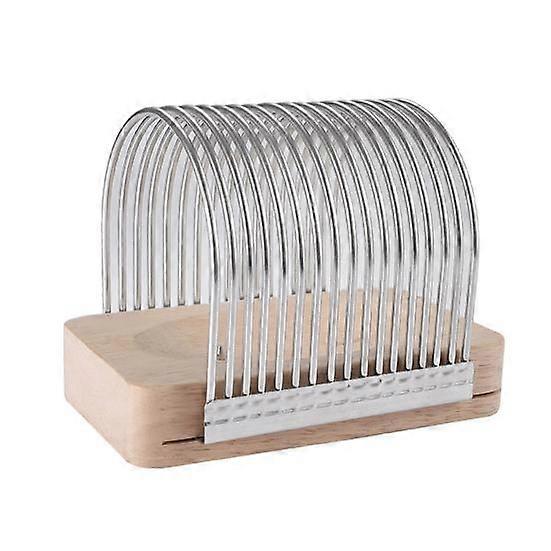 Bread Slicer with Crumb Tray Adjustable Width Stainless Steel Wood Foldable Loaf Cake Cutting Guide Homemade Bagels Cheese Potatoes Kitchen