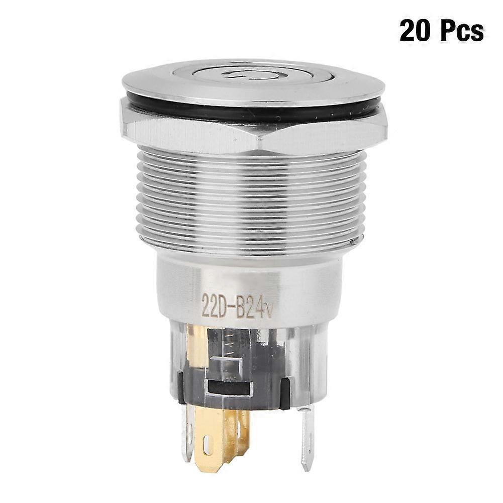 20Pcs Automatic Reset Flat Ring Head Power Supply Label Stainless Steel Button Switch(blue)