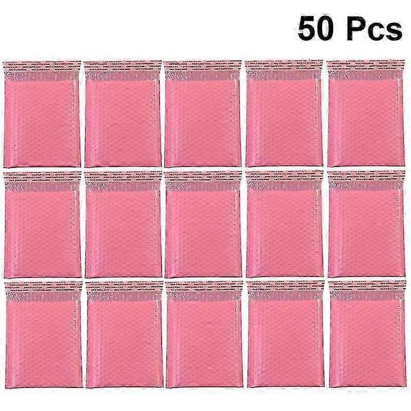 50pcs Practical Bubble Storage Bag Shockproof Express Delivery Packaging Bag Bubble Pouch For Home Shop Office (pink, 15x11cm)