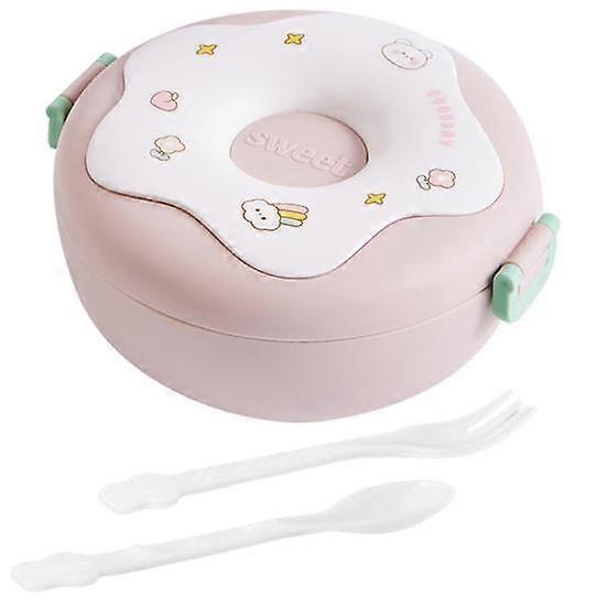 Cute Cartoon Donut 1000ml Lunch Box Microwavable Bento Container with Compartments Students Supply