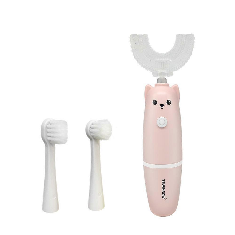TEWIRROW Kids Electric Toothbrush Automatic U Shaped Toothbrush with 2 Fine Soft Brush Heads Smart Toothbrush for 3-12 Years Old