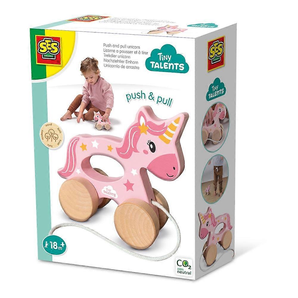 SES CREATIVE Tiny Talents Push and Pull 2-in-1 Wooden Unicorn - 13137