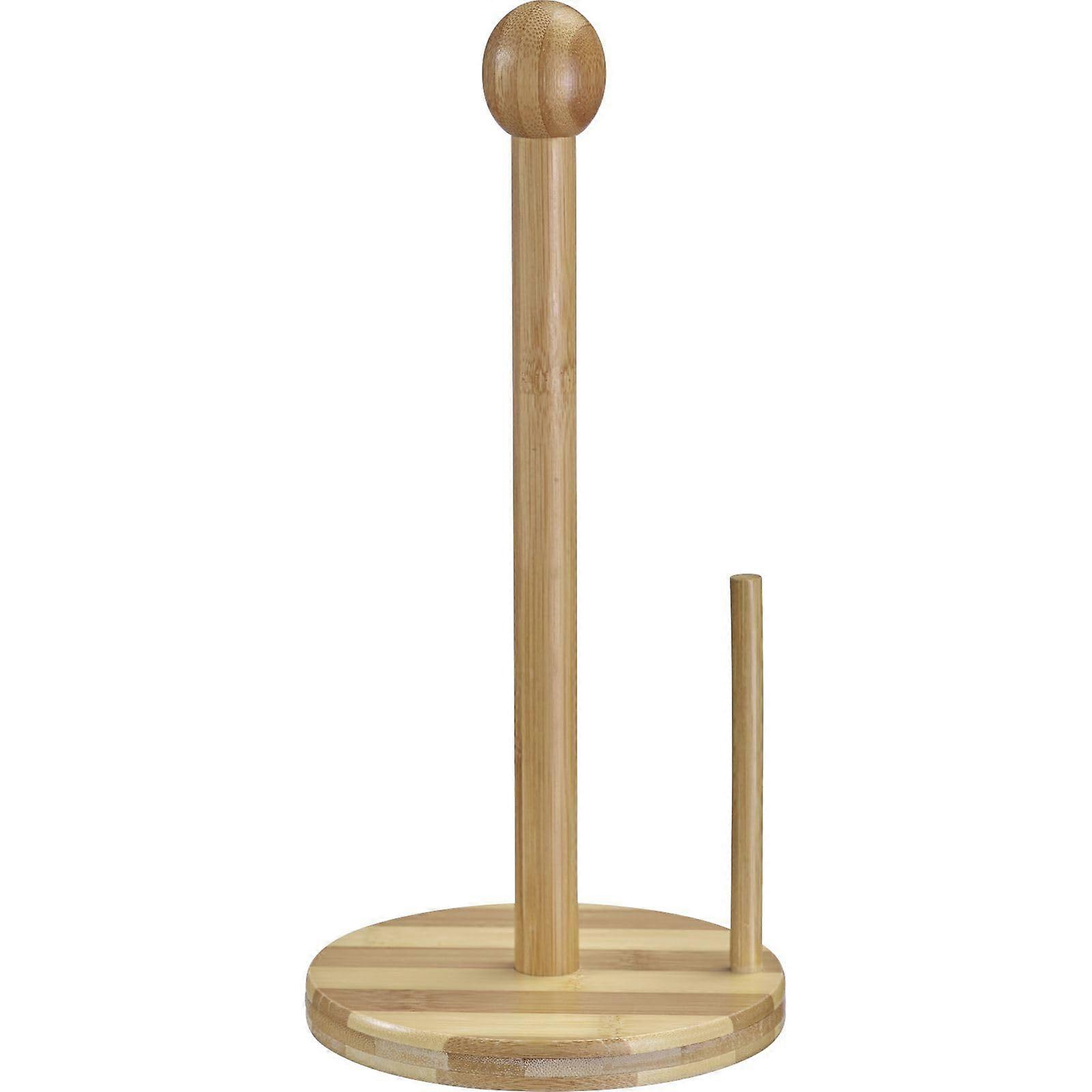 Bamboo Kitchen Paper Roll Dispenser - Durable Countertop Holder with Easy Tear-Off Edge for Standard Rolls